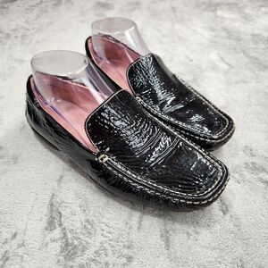 COLE HAAN  Women's Shoes Loafer  Moc Patent Wet Leather Black Size 9 AA